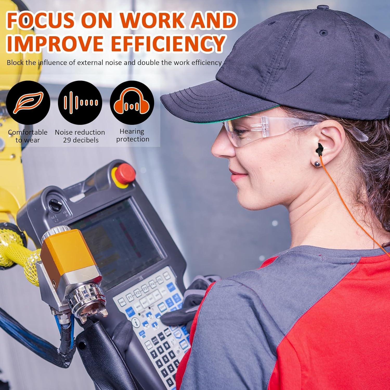 Tapones para Oídos Xuhal 200 Pares Silicona con Cable Negro