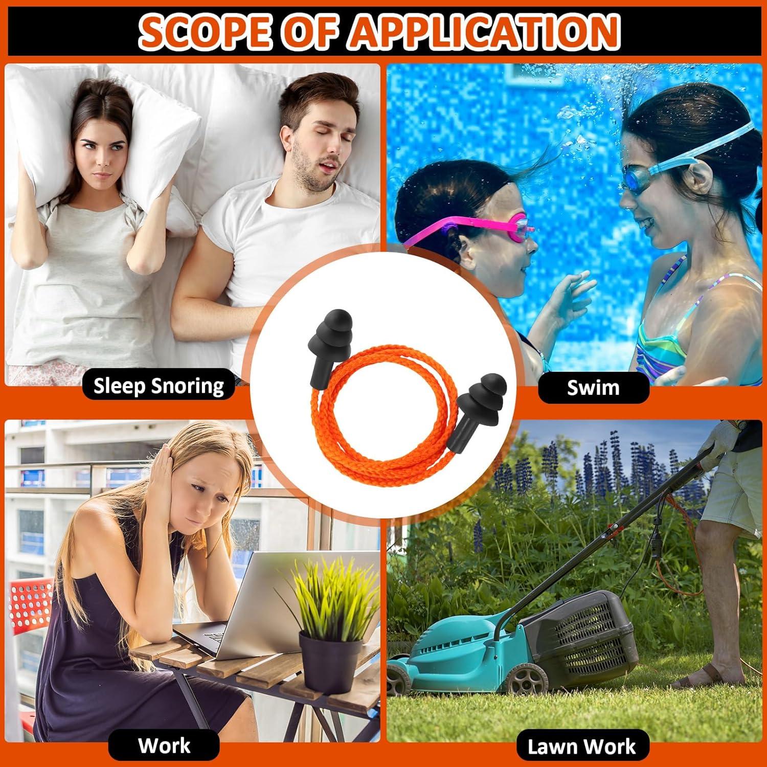 Tapones para Oídos Xuhal 200 Pares Silicona con Cable Negro