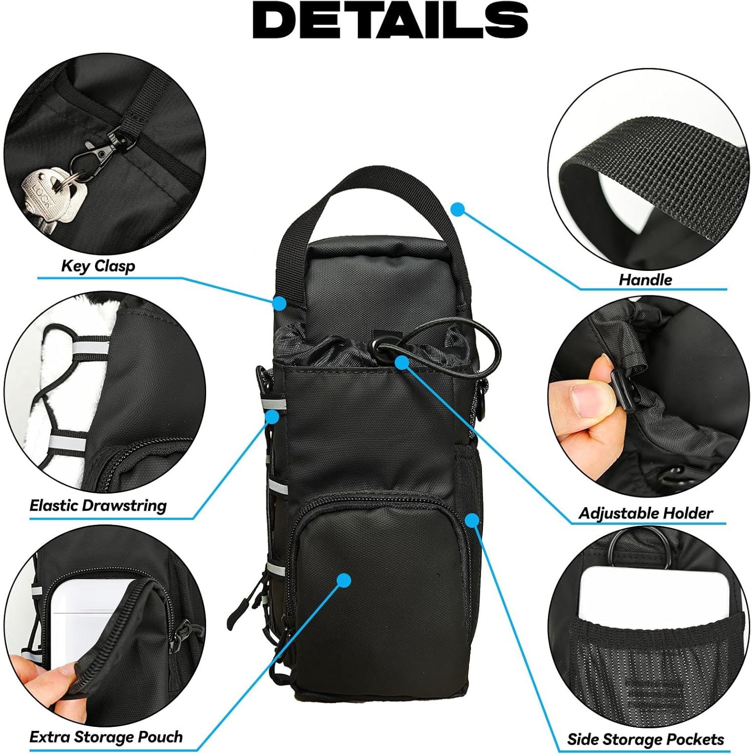 Bolsa de Gimnasio Magnética JACZZO Negra con Soporte para Botellas