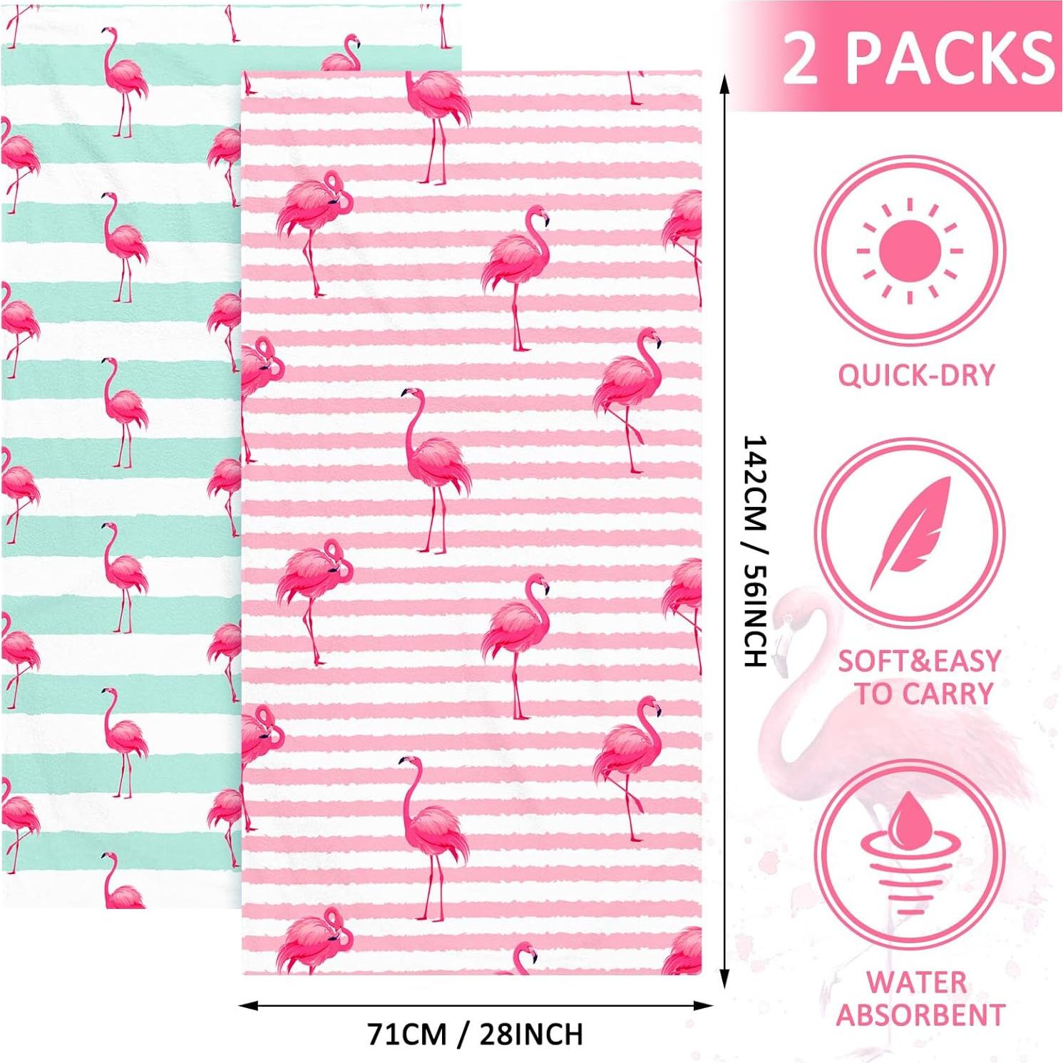 Toallas de Playa Microfibra Yahenda 2 Piezas Flamenco 71x140 cm
