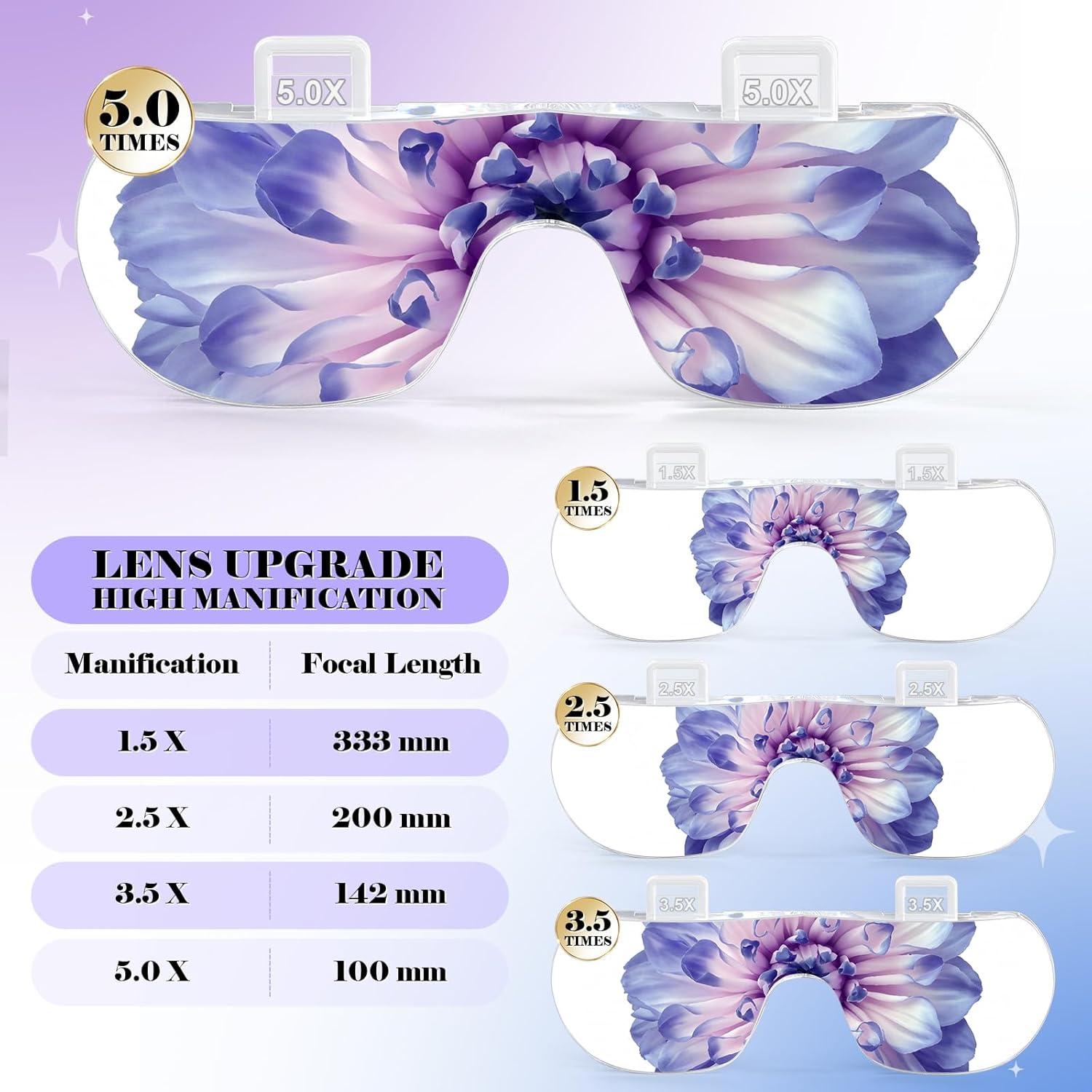 Gafas de Aumento HQGZQL con Luz LED Recargable 5X 3.5X 2.5X 1.5X