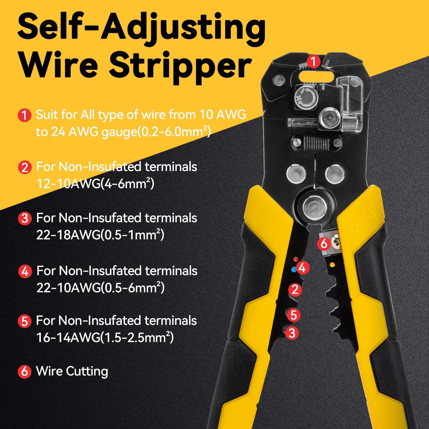 Pelacables Automático Deli 3 en 1 para Cables 10-24 AWG