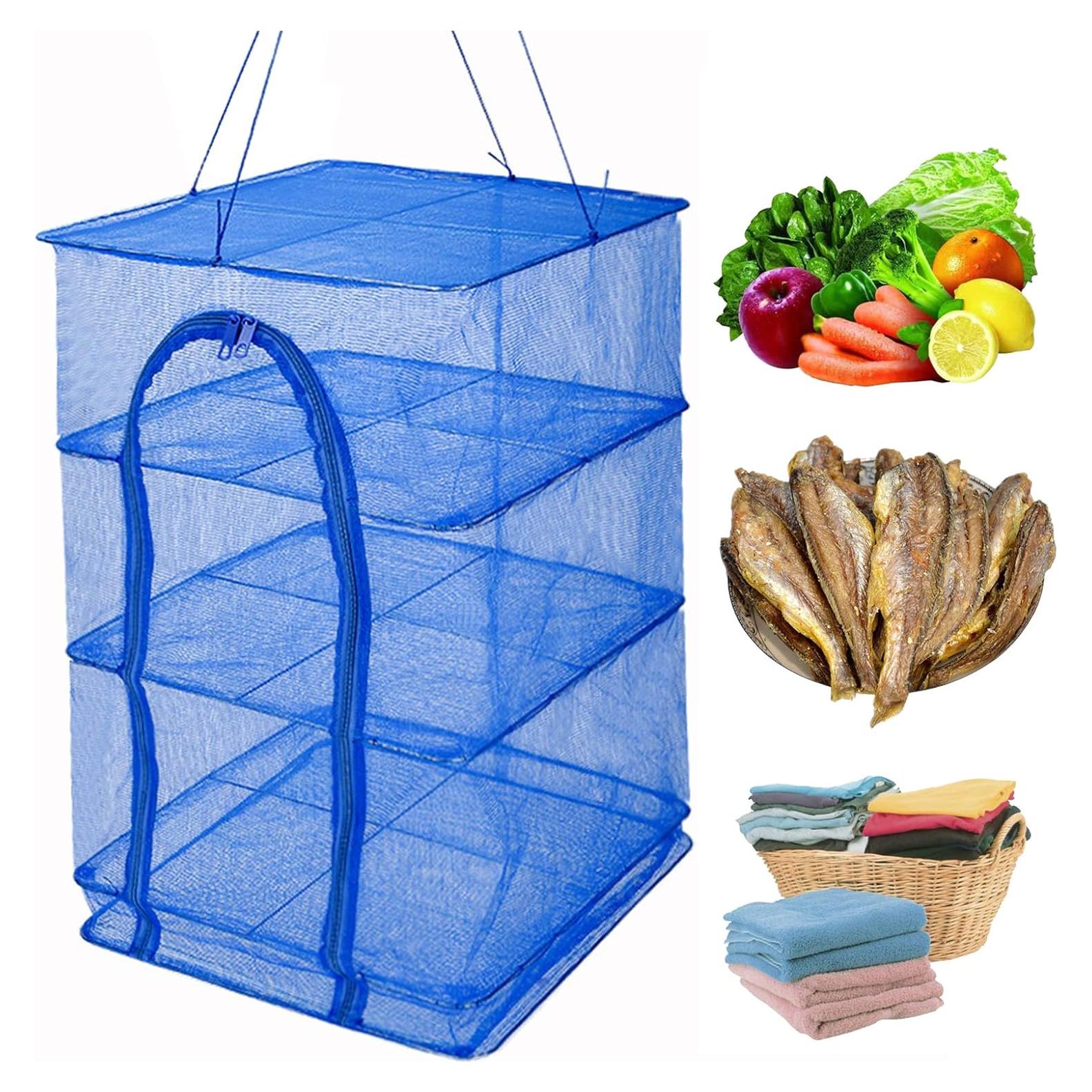 Estante de Secado Plegable WEISGJA 4 Capas Nylon Azul 65x35 cm