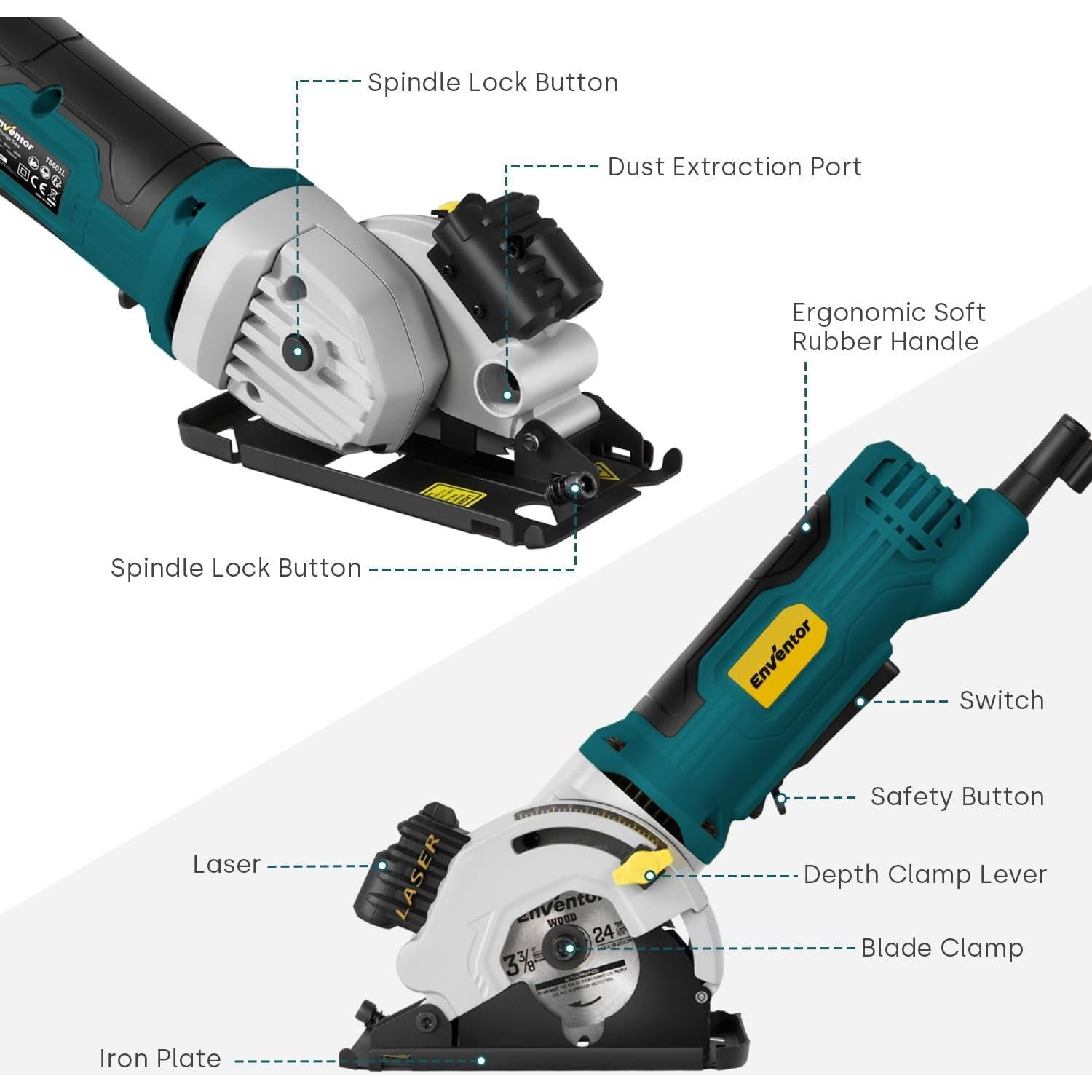 Sierra Circular Mini Enventor 4.8A 4000RPM 3 Hojas 85mm