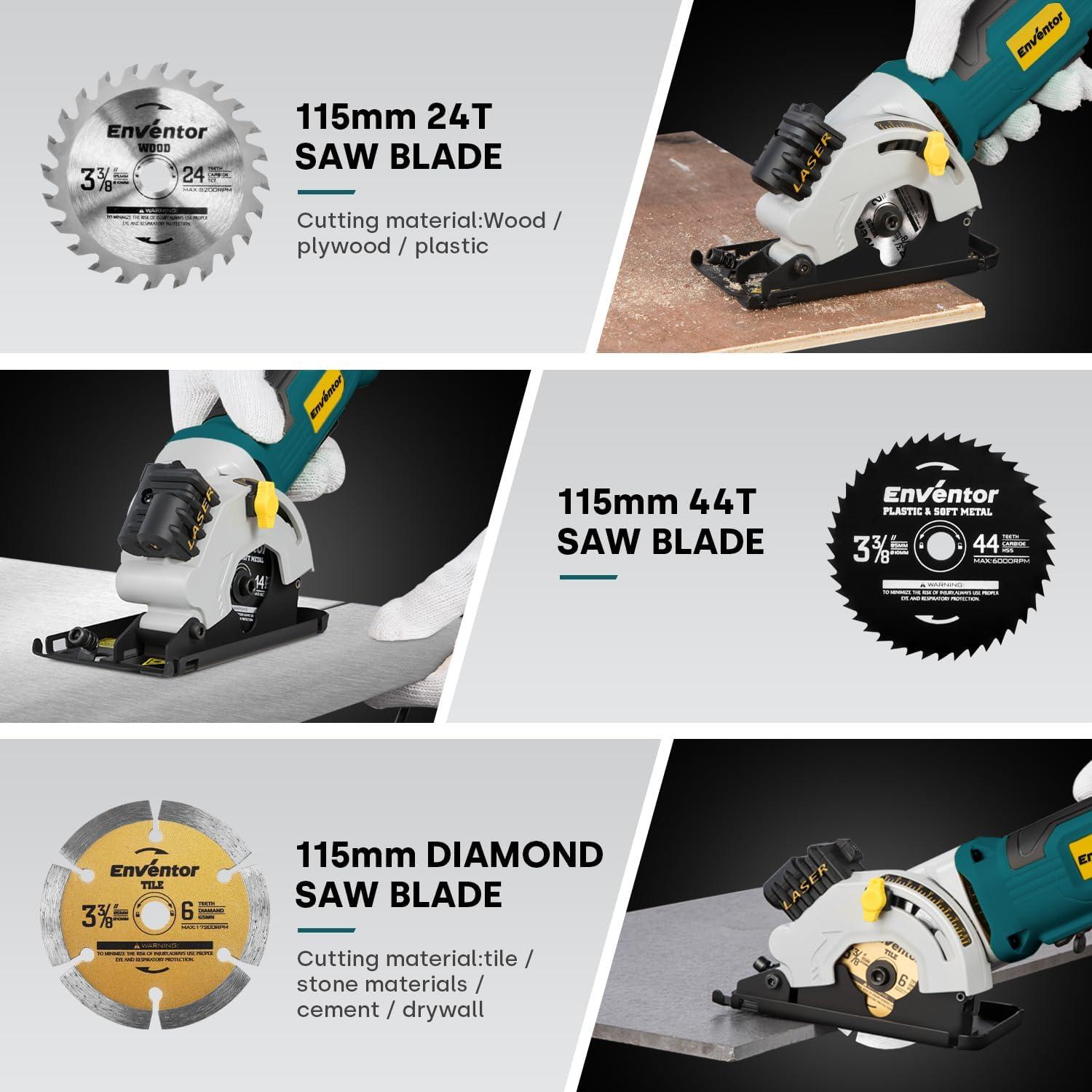 Sierra Circular Mini Enventor 4.8A 4000RPM 3 Hojas 85mm