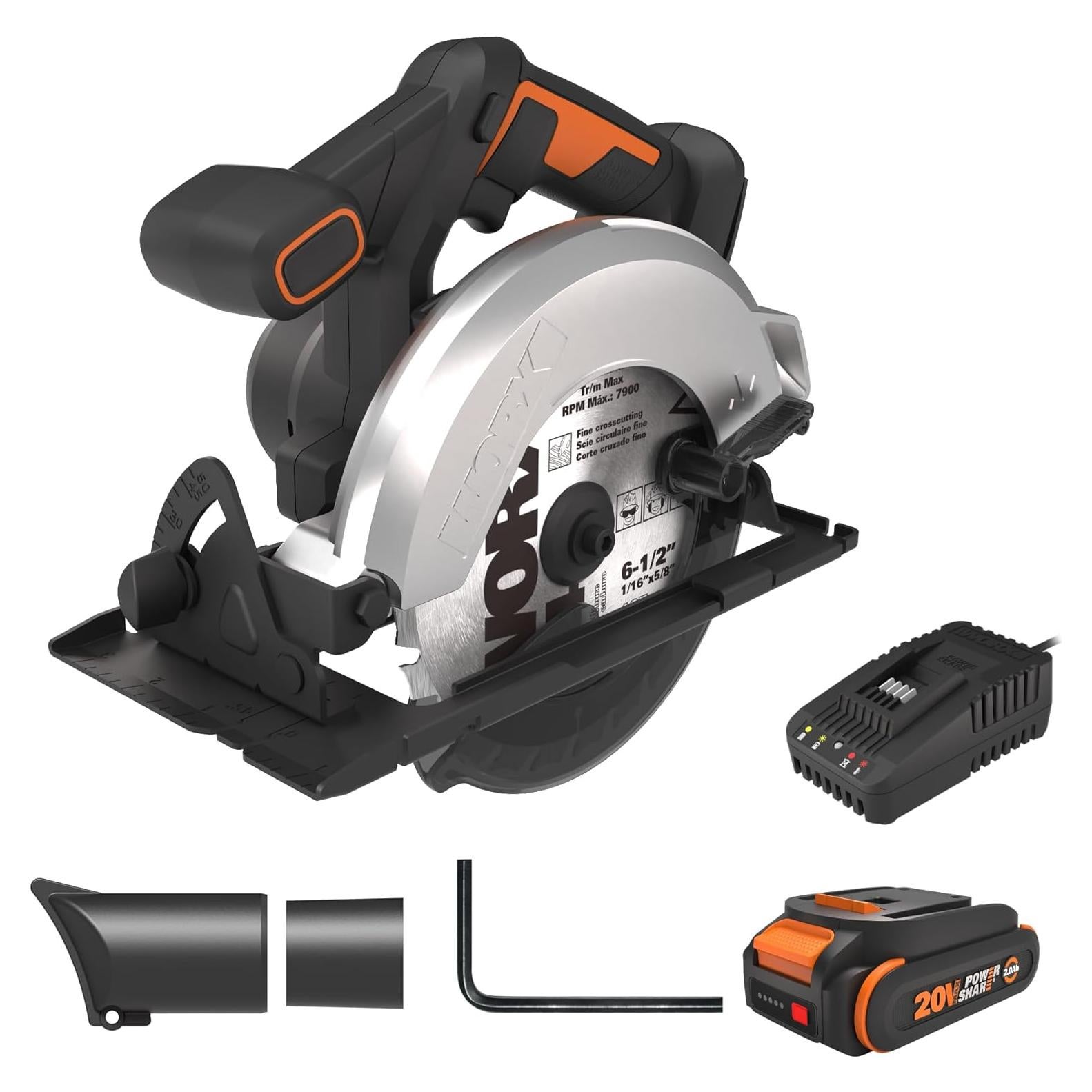 Sierra Circular Eléctrica Inalámbrica Worx 20V 6-1/2" 4700 RPM