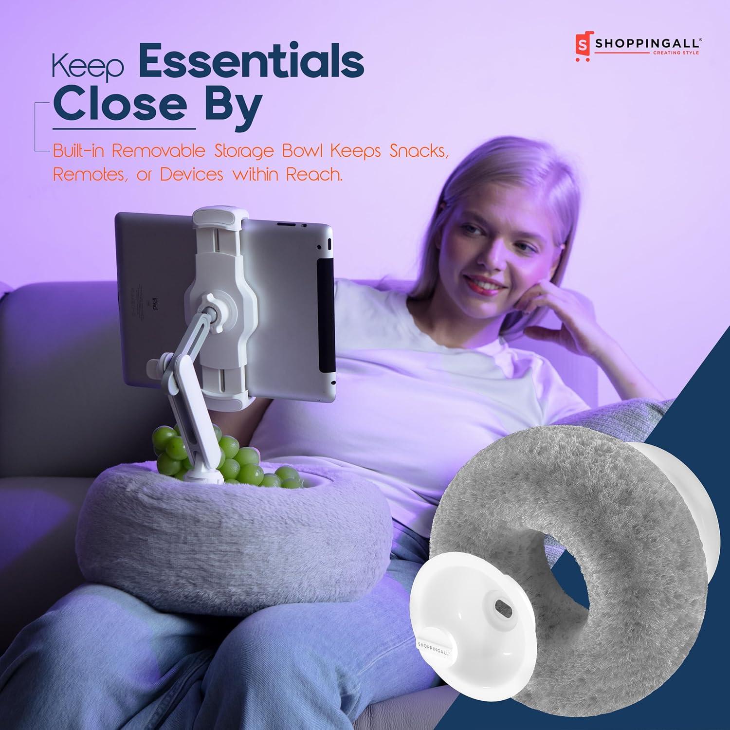 Soporte de Almohada 2-en-1 ShoppingAll para Tabletas 4.7-13" Gris
