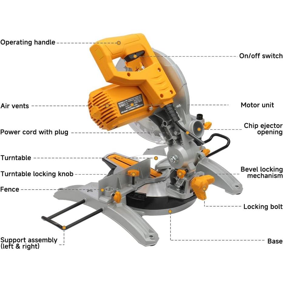 Sierra Ingletadora Hoteche 210mm 11A 5000RPM para Madera