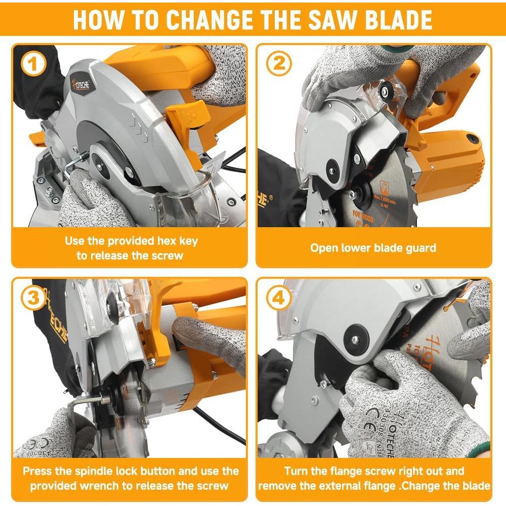 Sierra Ingletadora Hoteche 210mm 11A 5000RPM para Madera