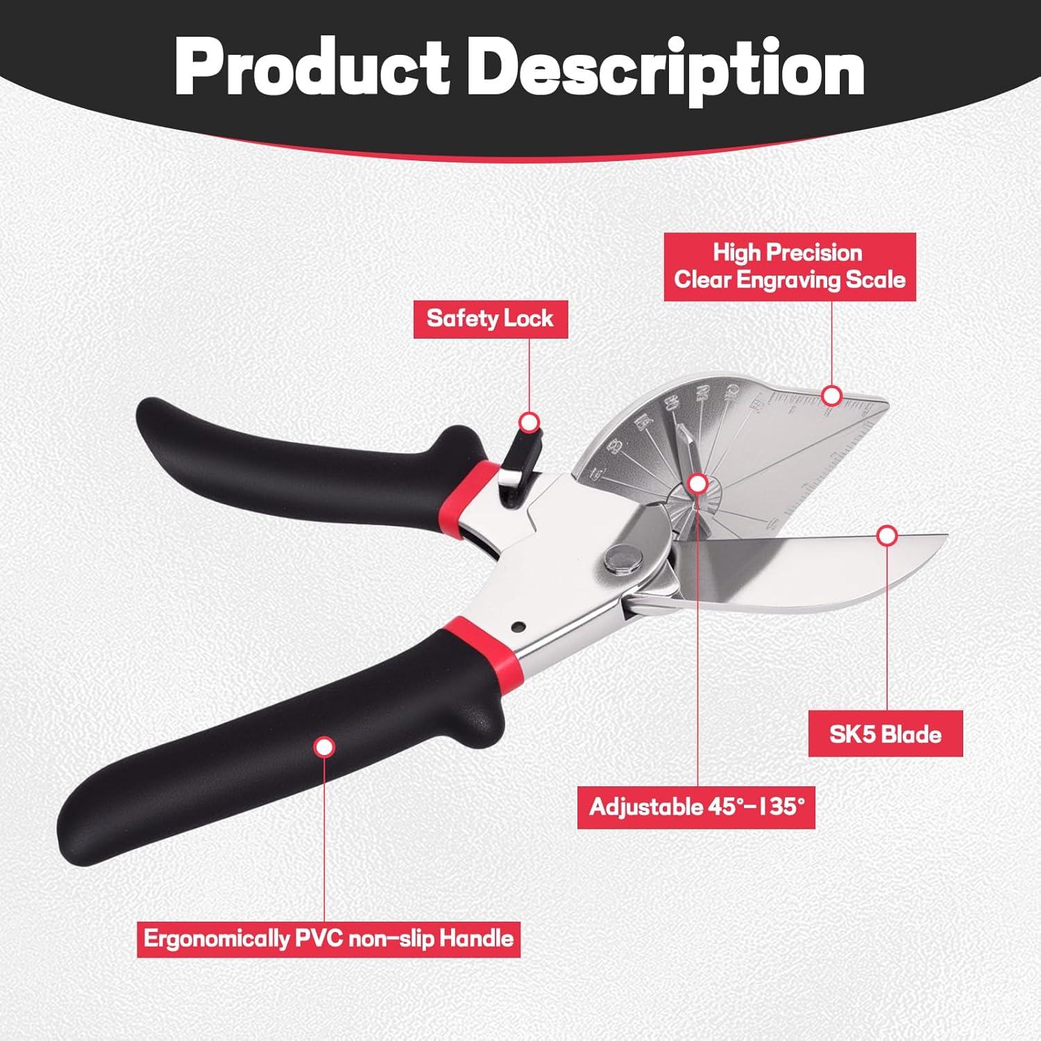 Tijeras de Inglete BECOMFY con Cuchilla SK5 y Ajuste 45-135°