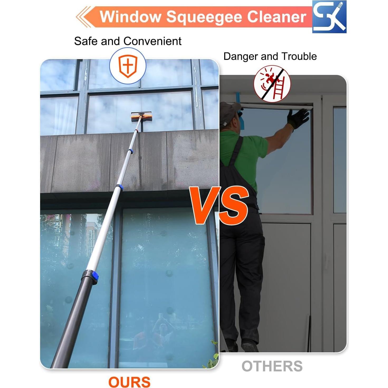 Raspador de Ventanas Telescópico SKGPOLE 5-19 Pies 2 en 1