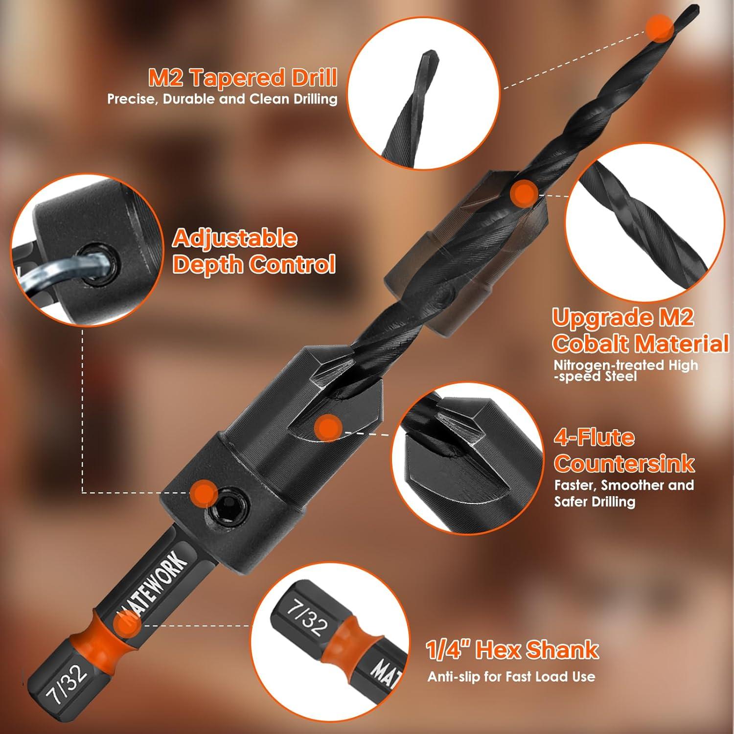 Juego de Brocas Avellanadas 15PCS Matework HSS Cobalto