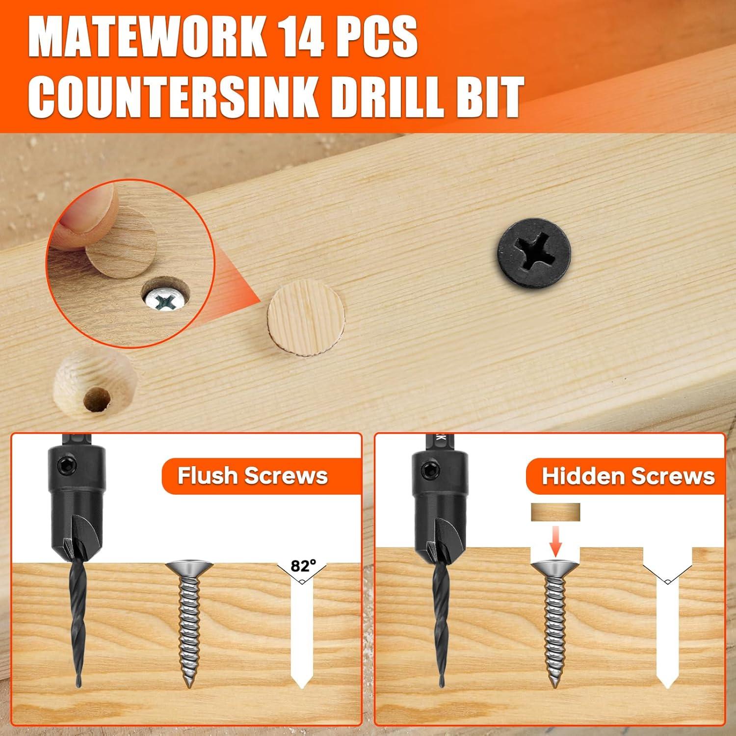 Juego de Brocas Avellanadas 15PCS Matework HSS Cobalto