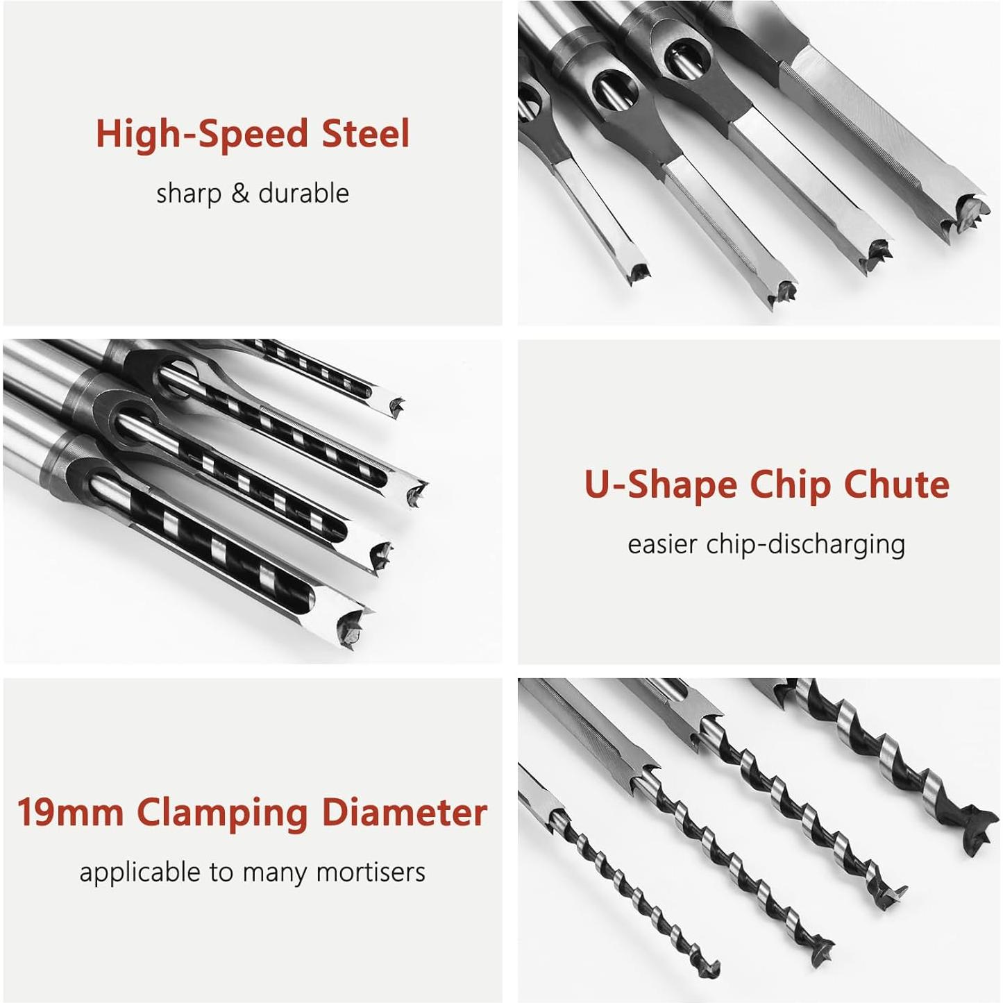 Juego de 4 Brocas de Agujero Cuadrado YGFRSTO 6.4-12.7mm