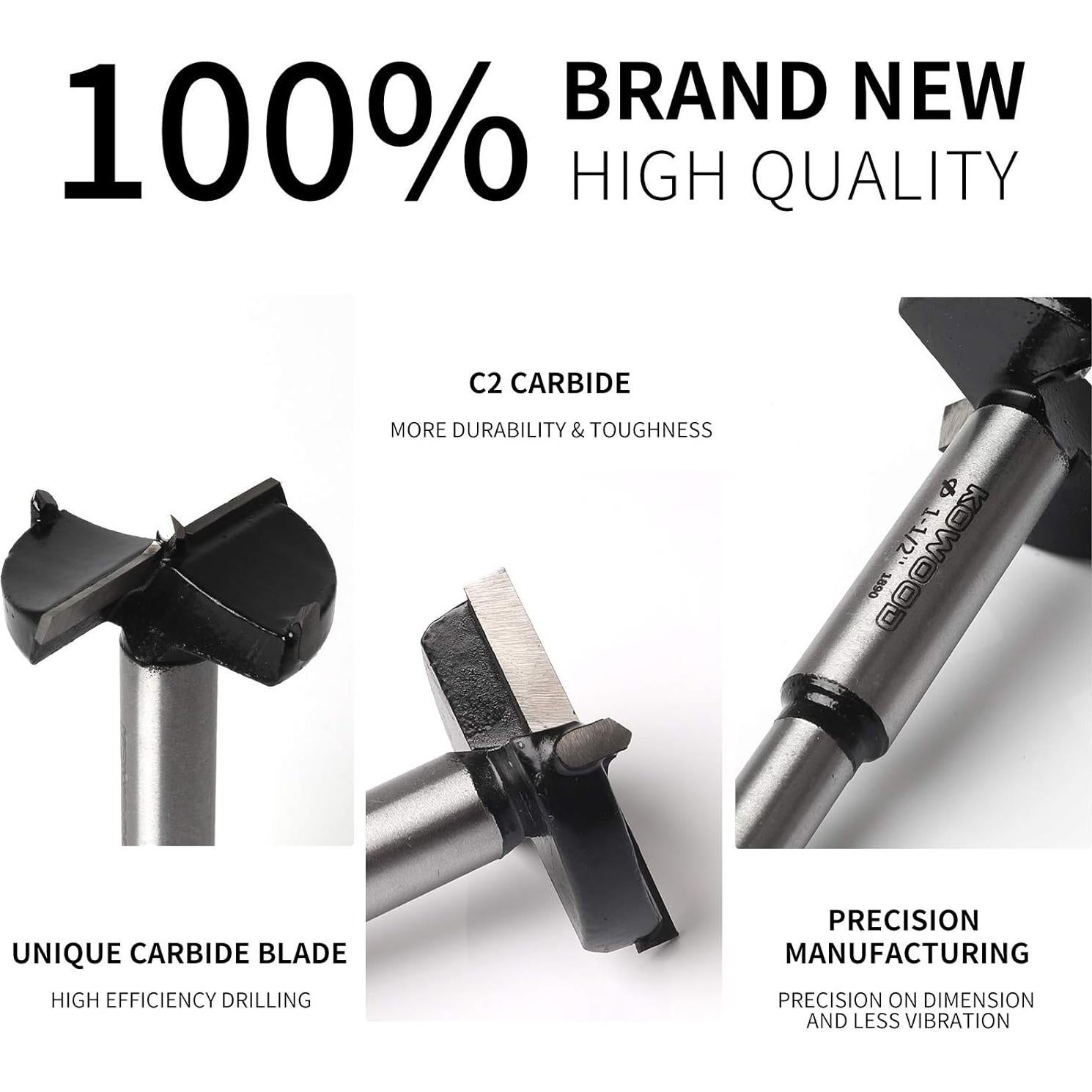 Juego de 14 Brocas Forstner Kowood C2 Carburo para Madera