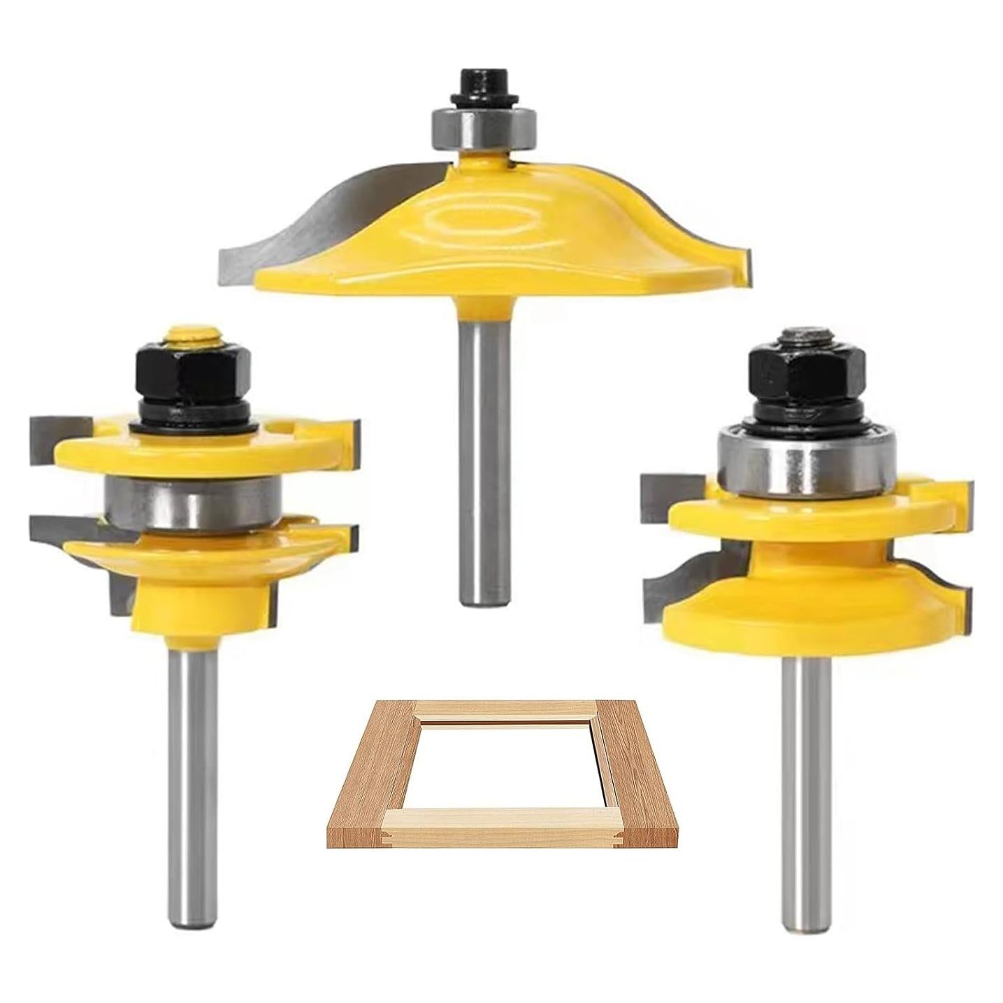 Juego de 3 Brocas para Router TOEVER 1/4" para Madera