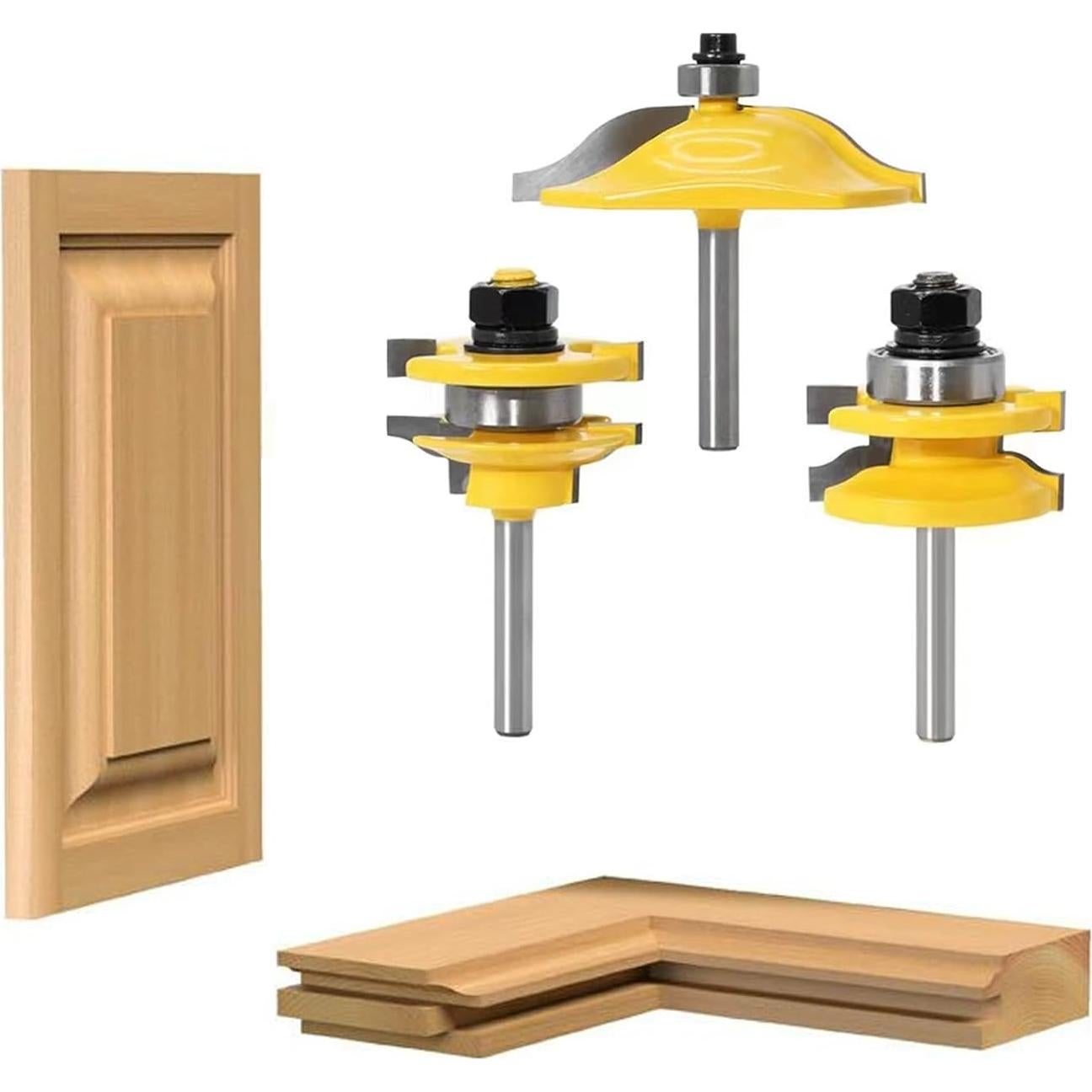 Juego de 3 Brocas para Router TOEVER 1/4" para Madera