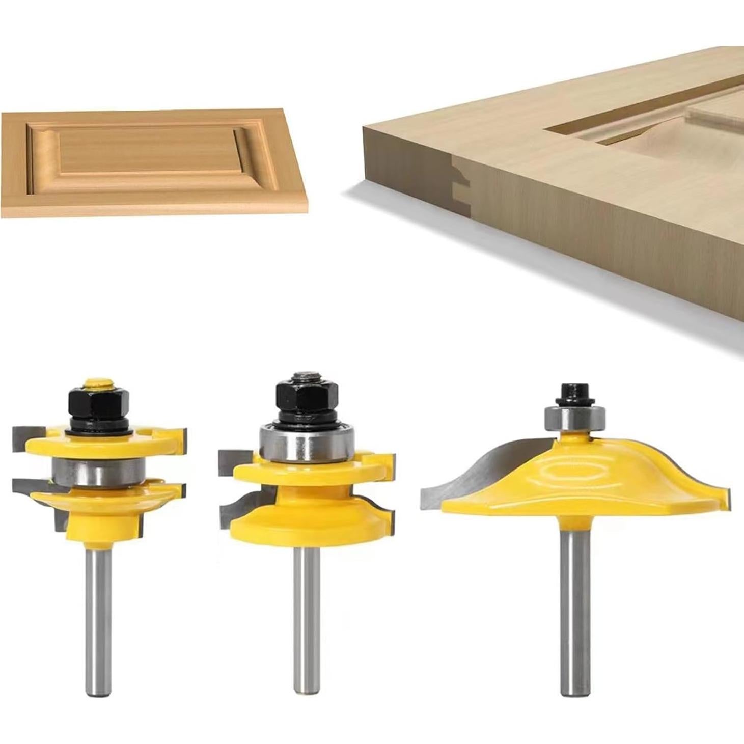 Juego de 3 Brocas para Router TOEVER 1/4" para Madera