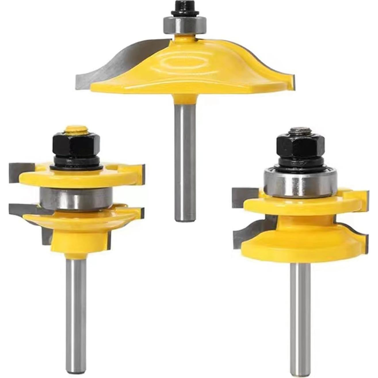 Juego de 3 Brocas para Router TOEVER 1/4" para Madera