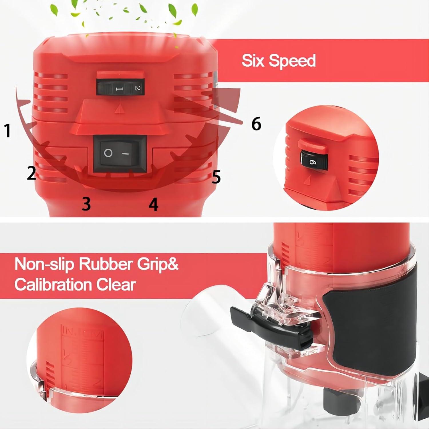 Fresadora de Madera TEENO 650W 6 Velocidades con Accesorios