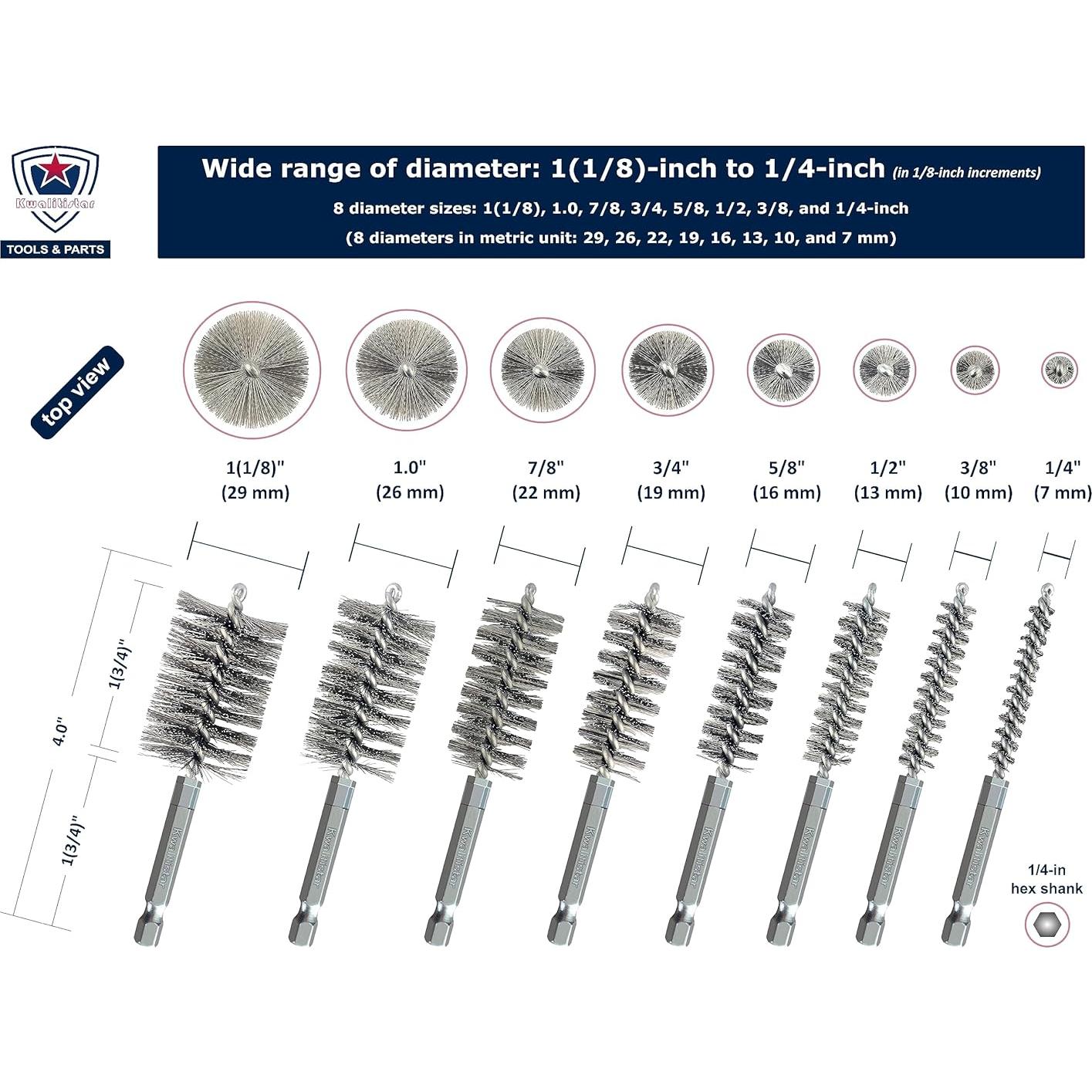 Juego de cepillos de perforación Kwalitistar 8 tamaños acero inoxidable