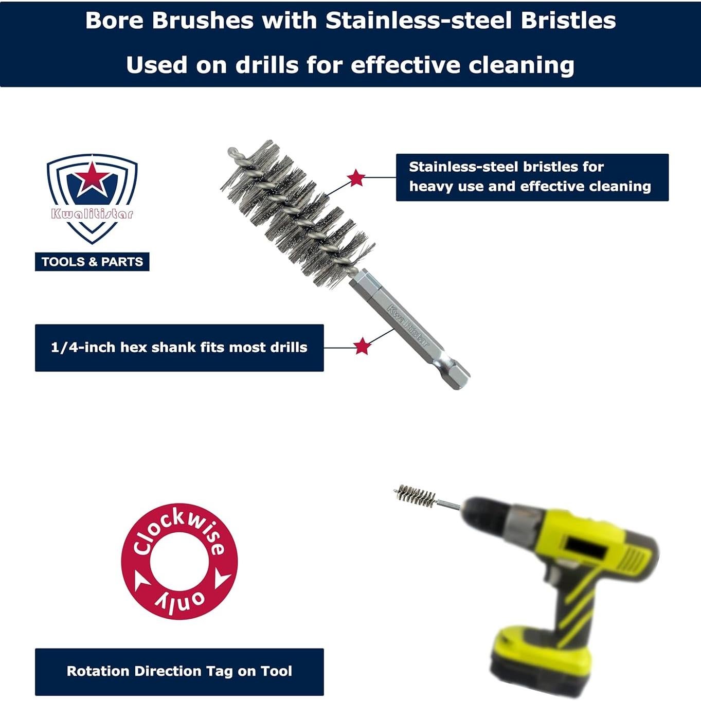 Juego de cepillos de perforación Kwalitistar 8 tamaños acero inoxidable