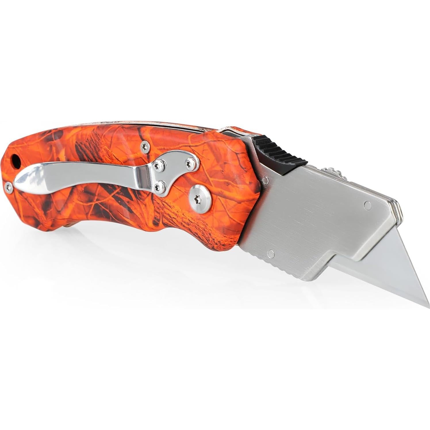 Cuchillo Utilitario Plegable Olympia Tools Camuflaje Naranja - 2 Unidades
