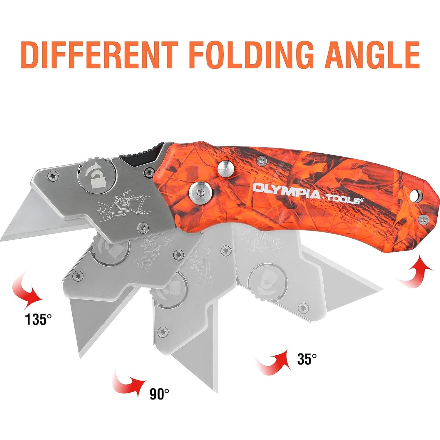 Cuchillo Utilitario Plegable Olympia Tools Camuflaje Naranja - 2 Unidades