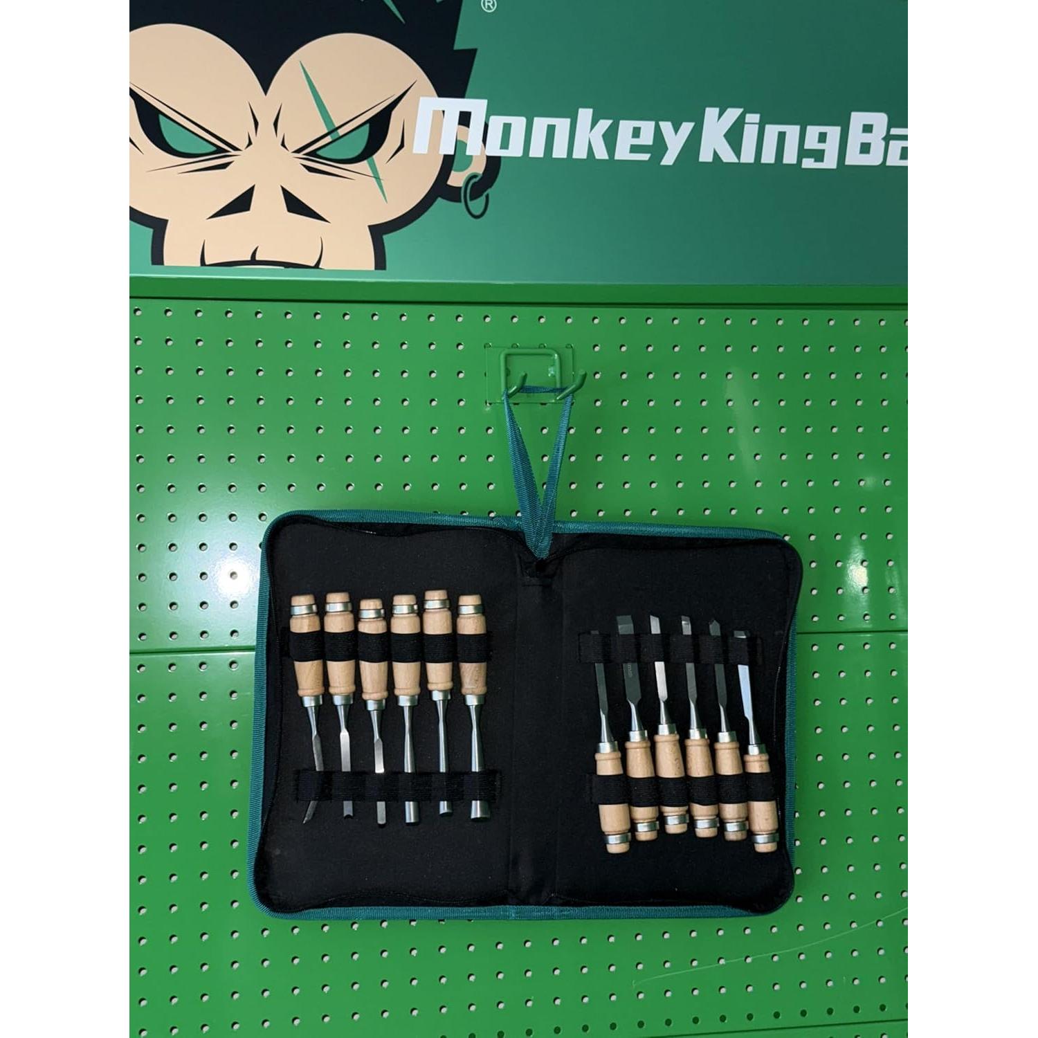 Juego de 12 Cinceles de Tallado en Madera Barra del Rey Mono