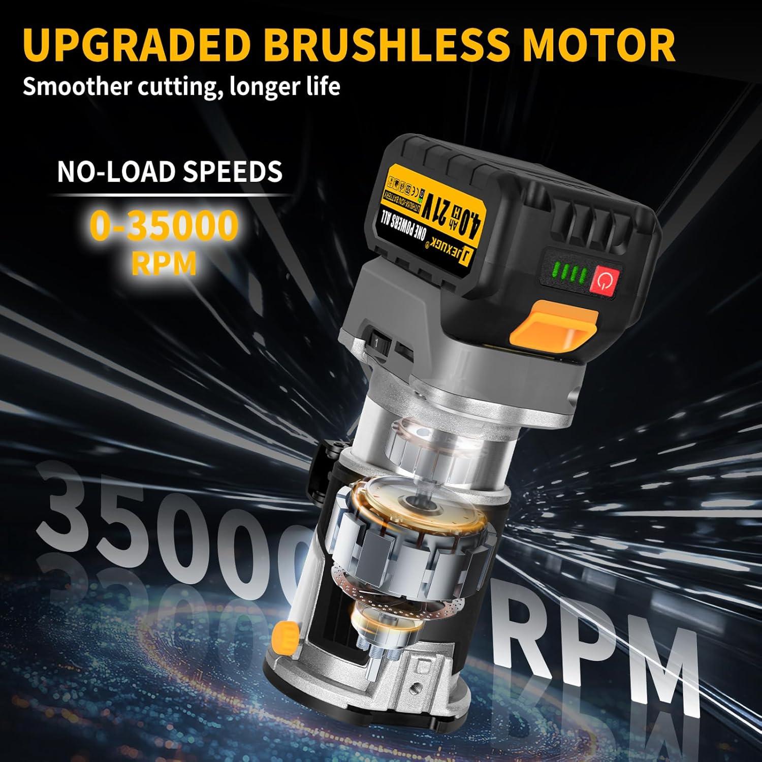 Fresadora Inalámbrica JEXUGK 21V con 2 Baterías 4.0Ah y 20 Brocas