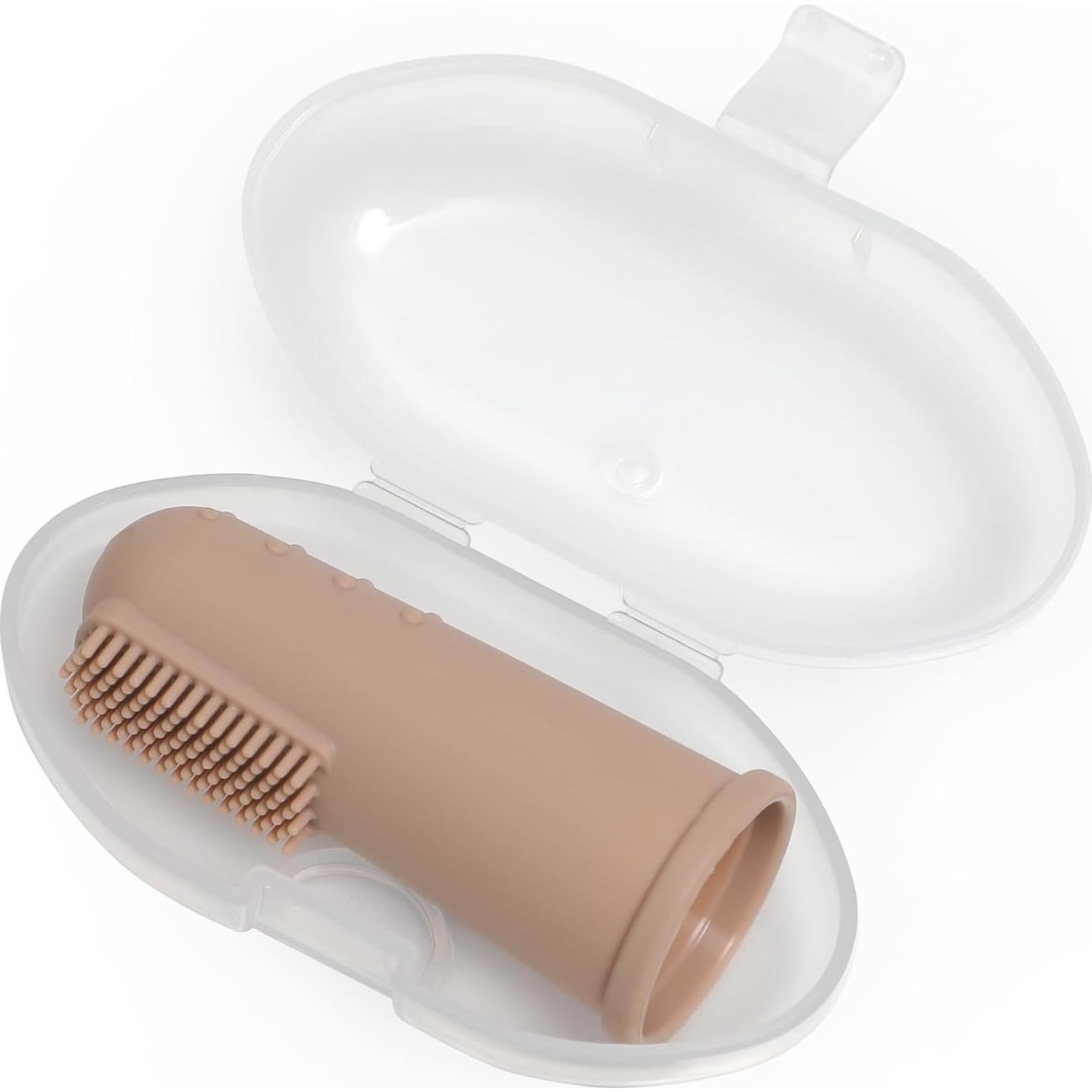 Cepillo de Dientes para Bebé Topgomes con Estuche - Silicona Grado Alimenticio, Paquete de 2