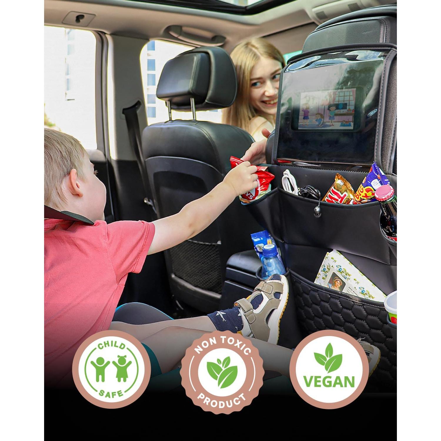 Organizador de Asiento Trasero Owleys - Cuero Sintético Negro