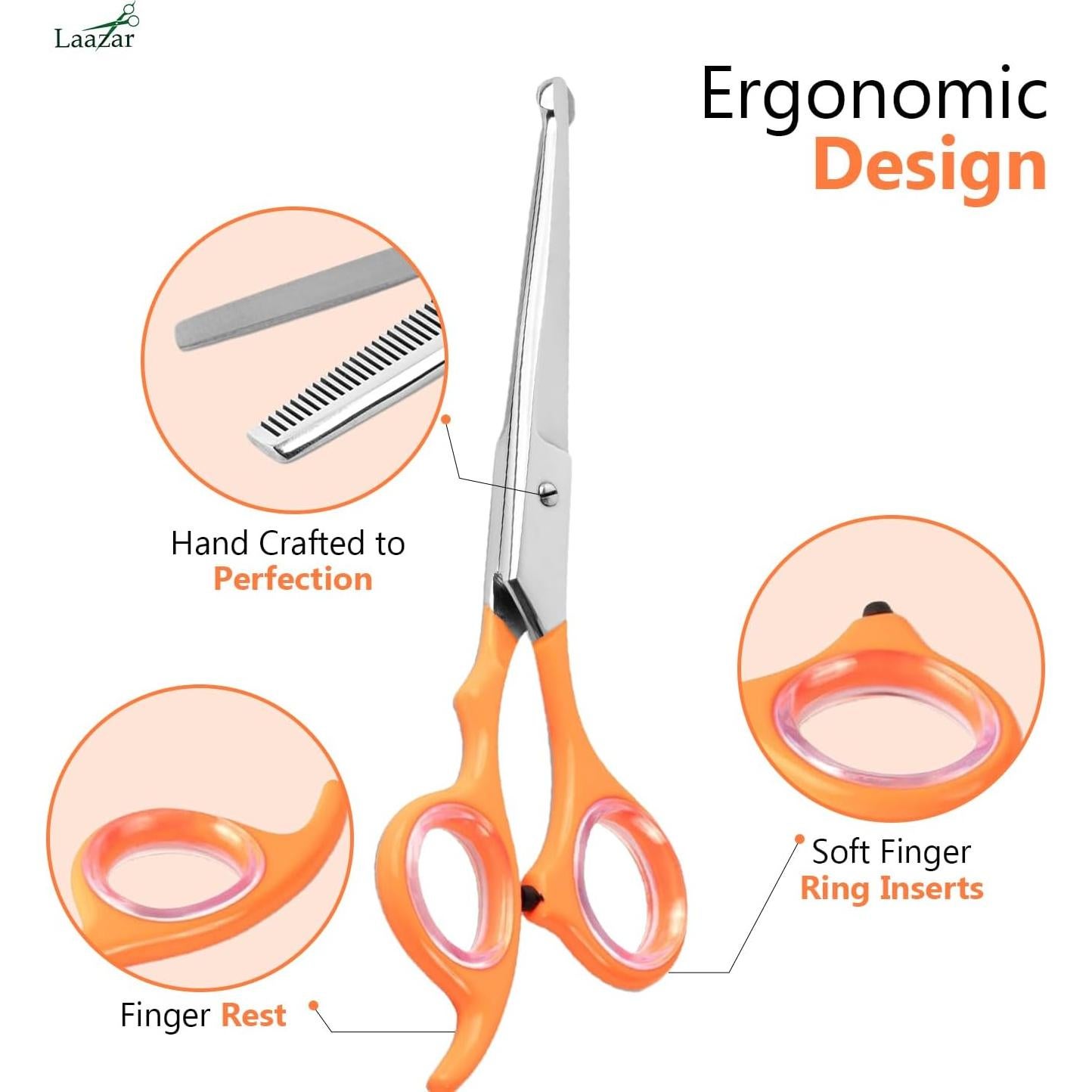 Tijeras para Perros Laazar Redondeadas Acero Inoxidable 7.6 cm