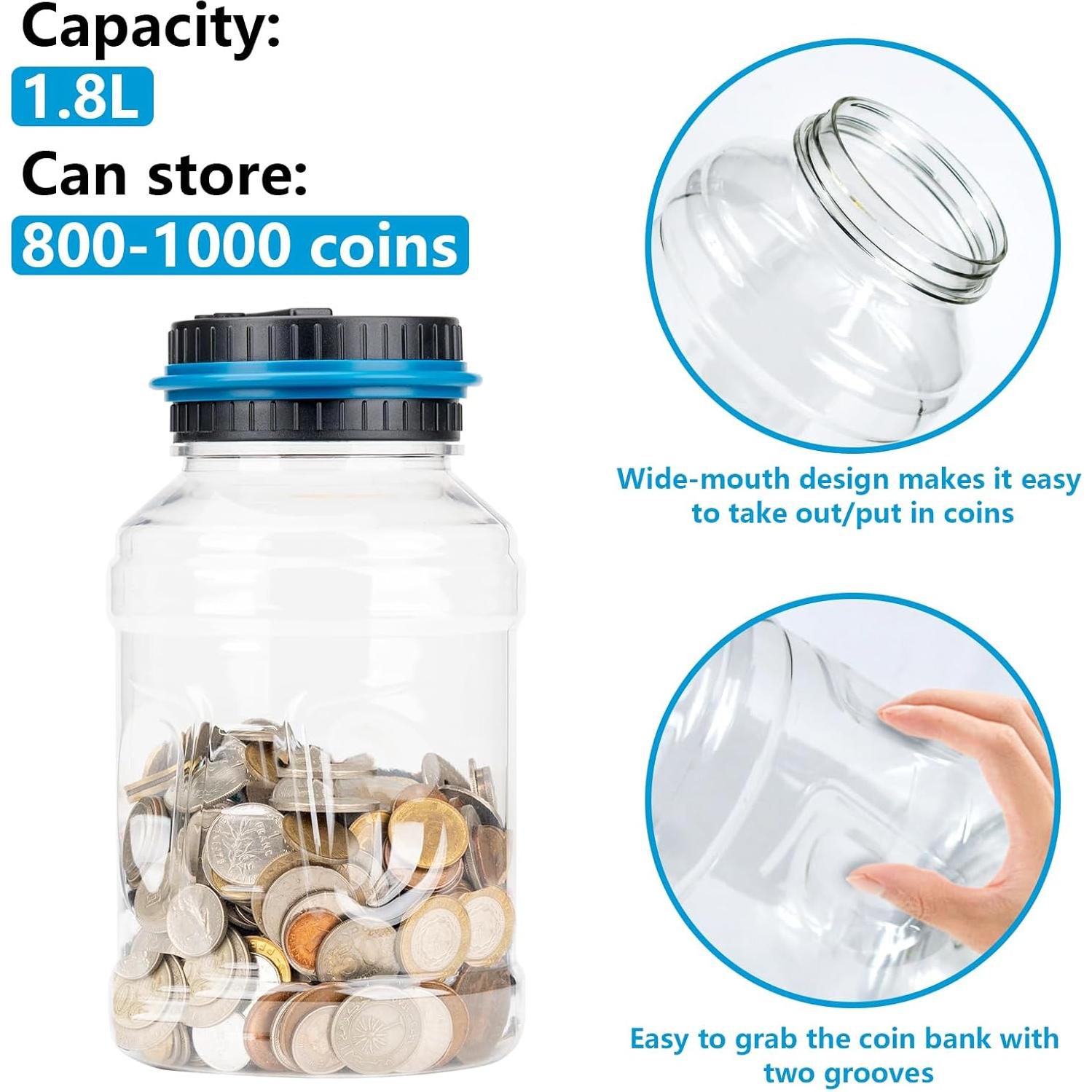 Banco de Ahorro Digital Totola 1.8L con Pantalla LCD Azul