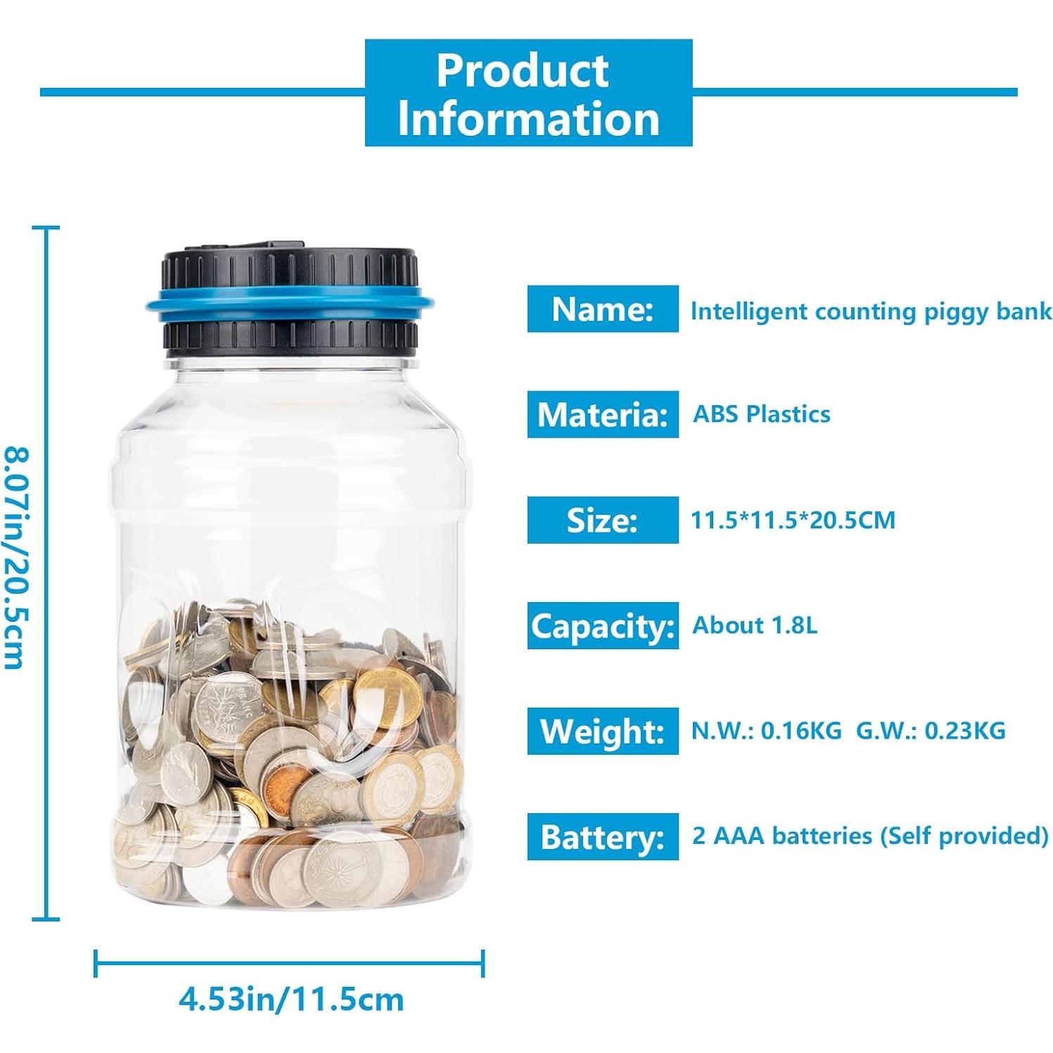 Banco de Ahorro Digital Totola 1.8L con Pantalla LCD Azul