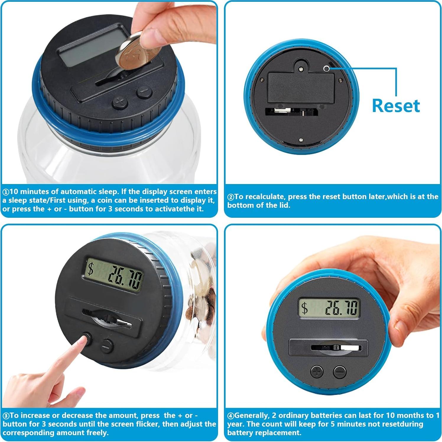 Banco de Ahorro Digital Totola 1.8L con Pantalla LCD Azul