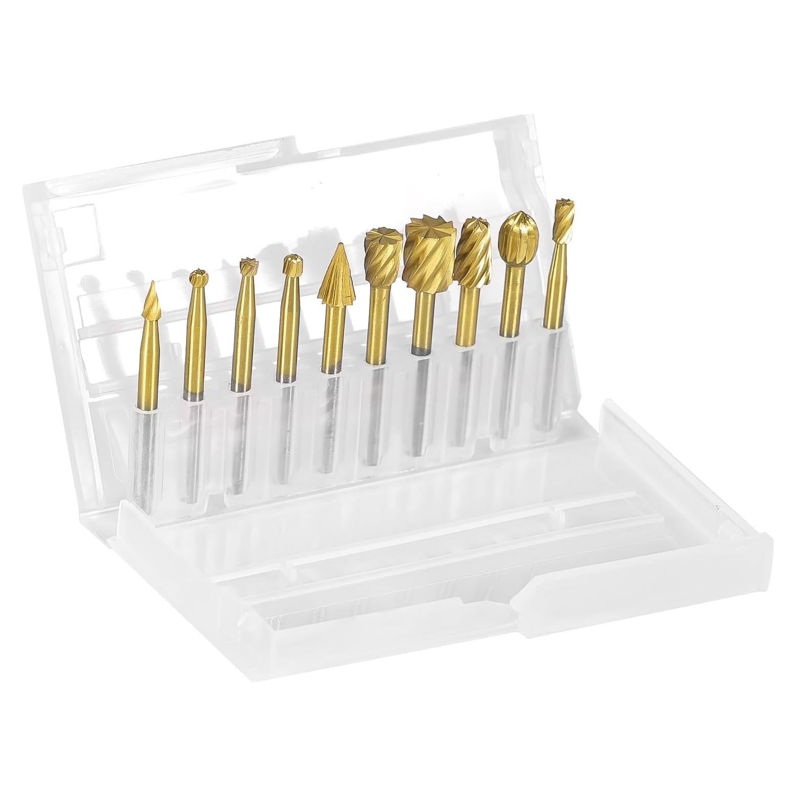 Juego de Puntas de Tallado HSS 10 Piezas 3mm para Carpintería