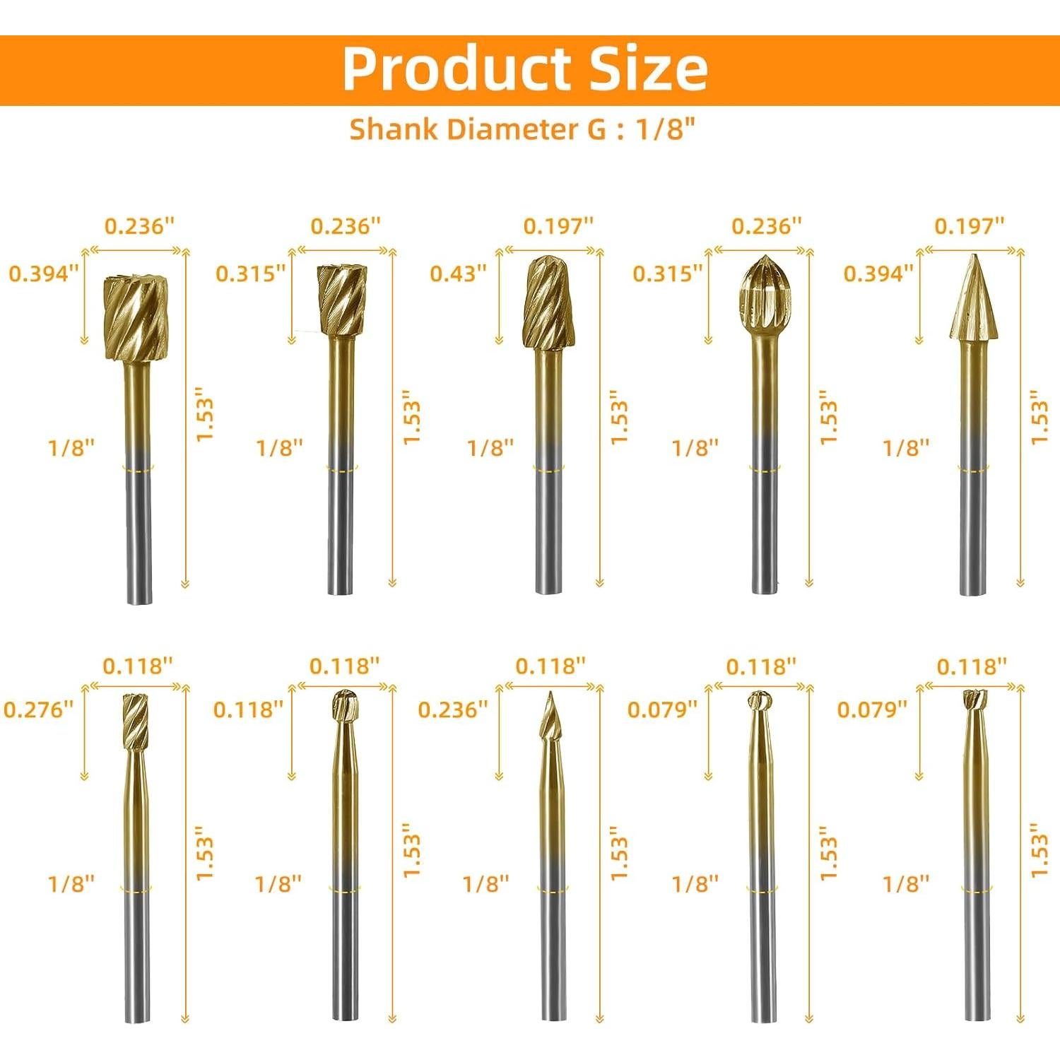 Juego de Puntas de Tallado HSS 10 Piezas 3mm para Carpintería
