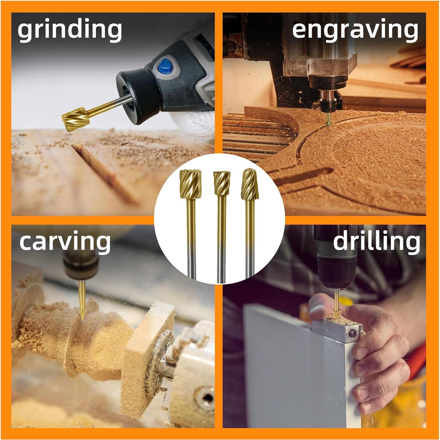 Juego de Puntas de Tallado HSS 10 Piezas 3mm para Carpintería