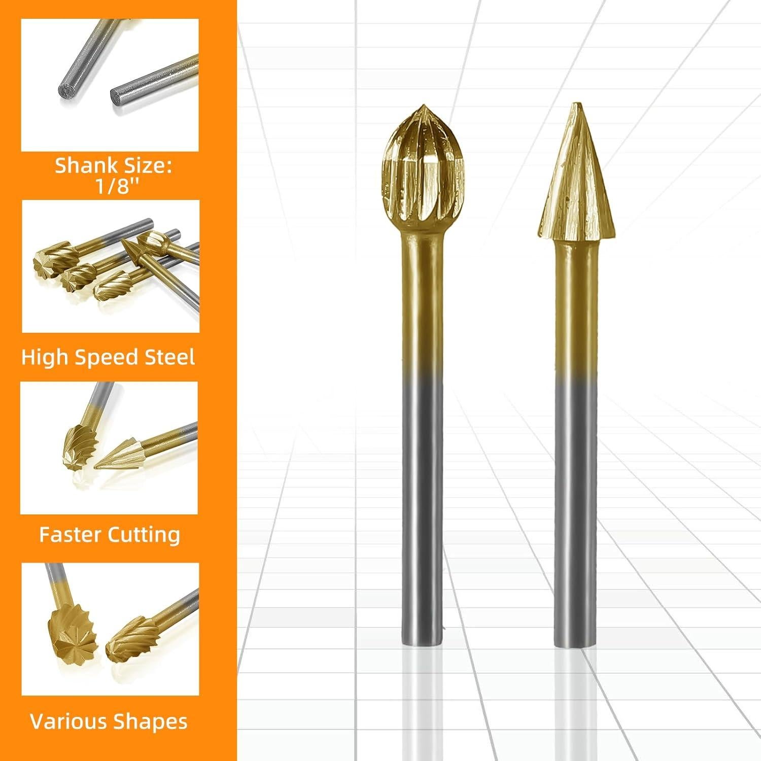 Juego de Puntas de Tallado HSS 10 Piezas 3mm para Carpintería