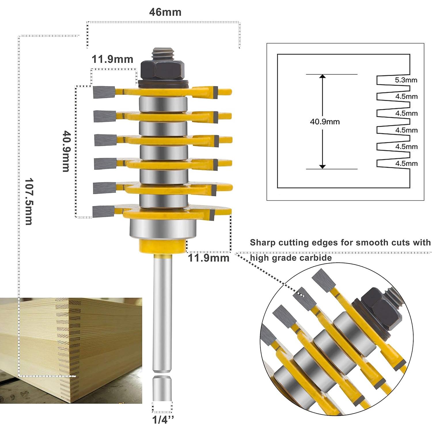 Juego de Brocas de Router 1/4" LEATBUY - 6 Piezas para Carpintería
