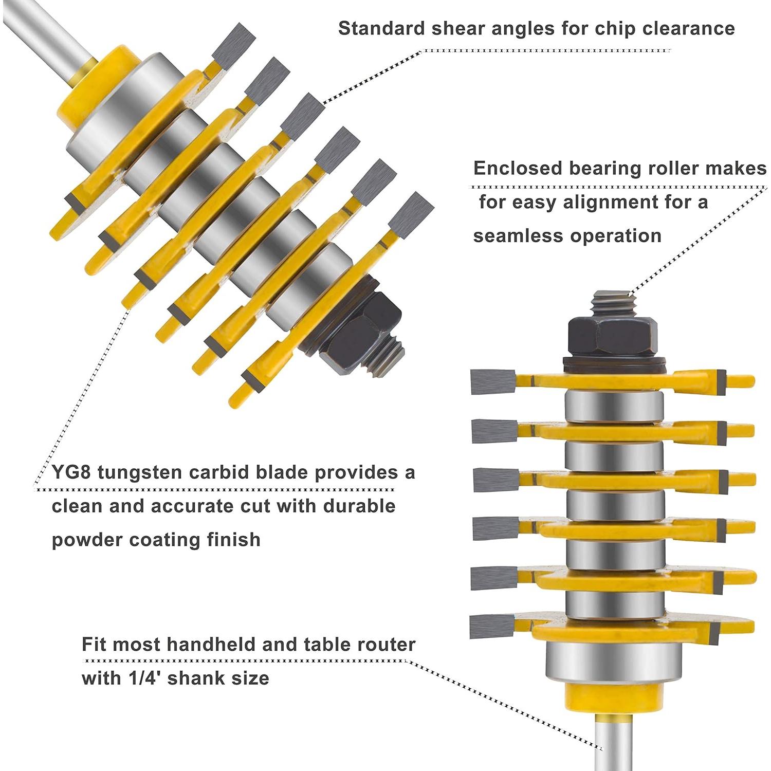 Juego de Brocas de Router 1/4" LEATBUY - 6 Piezas para Carpintería