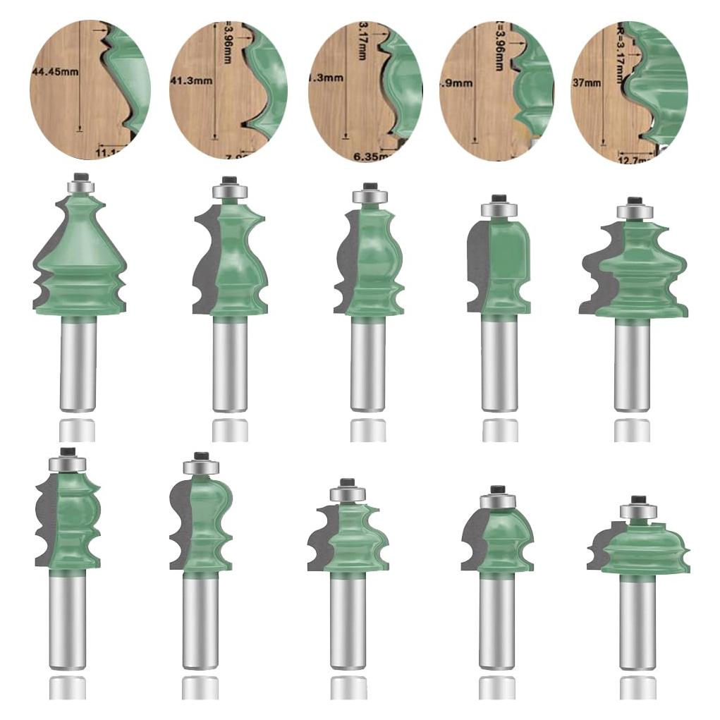 Juego de Brocas de Router LEATBUY 10 Pcs Carburo 12.7mm