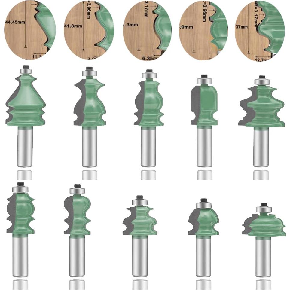 Juego de Brocas de Router LEATBUY 10 Pcs Carburo 12.7mm