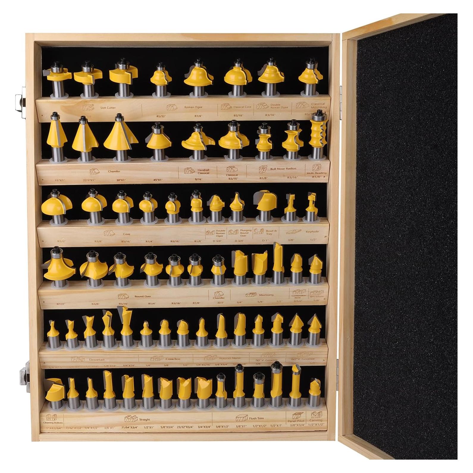 Juego de 70 Piezas de Brocas de Router MNA con Mango 1.27 cm