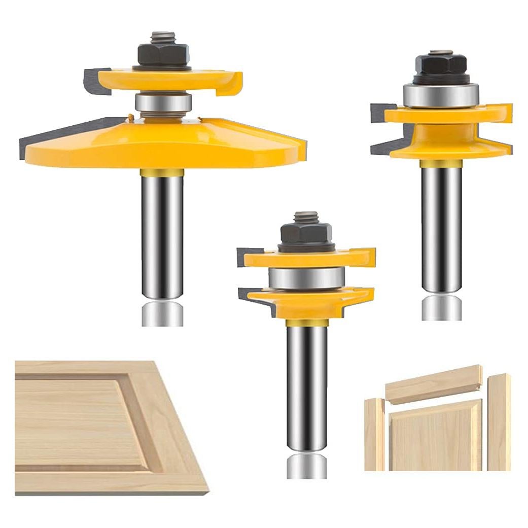 Juego de Brocas de Router OLETBE 3 Pcs 12mm Carburo