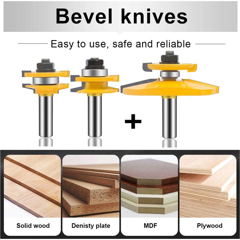 Juego de Brocas de Router OLETBE 3 Pcs 12mm Carburo