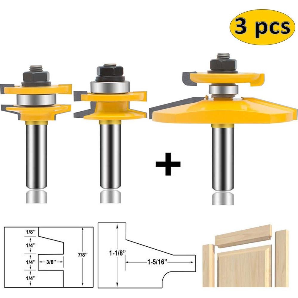 Juego de Brocas de Router OLETBE 3 Pcs 12mm Carburo