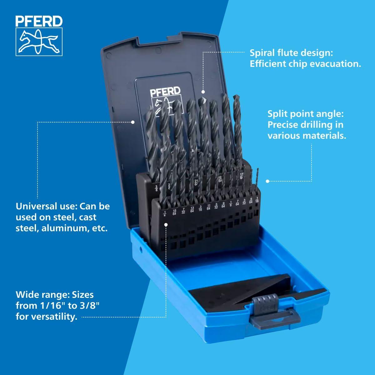 Juego de Brocas HSS PFERD 21 Piezas Acero M2 1,5-9,5 mm