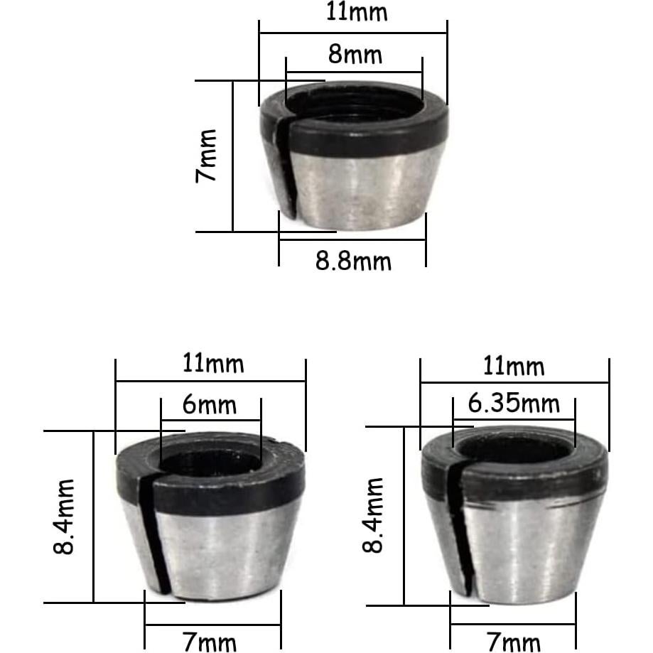 Adaptador de Colet de Router SeonFook 6 Pcs 6mm 8mm